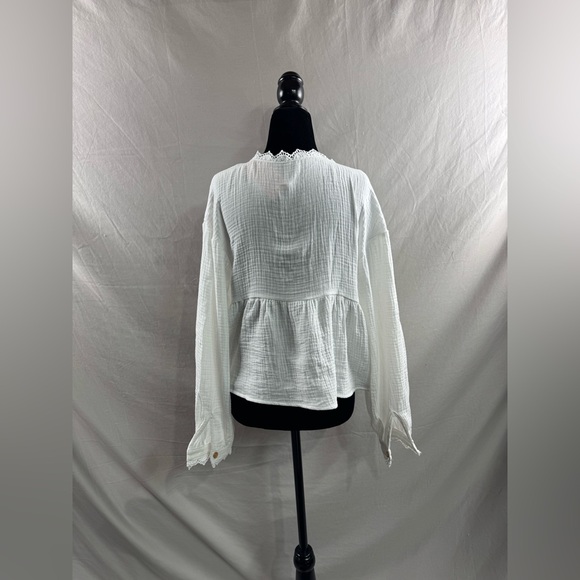 Boho V Neck Lace Blouse White - Picture 10 of 10